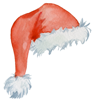 watercolor Christmas Santa hat